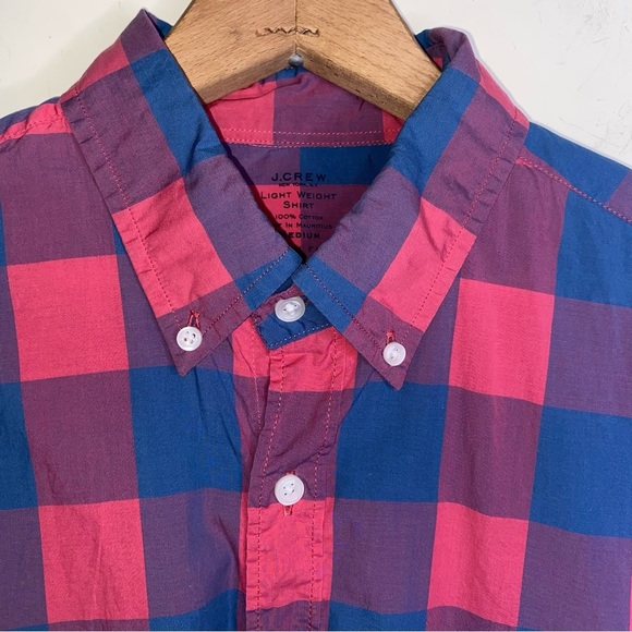 J. Crew Light Weight Size Medium Slim Fit Bold Checkered Shirt in Blue and Pink - Picture 4 of 8